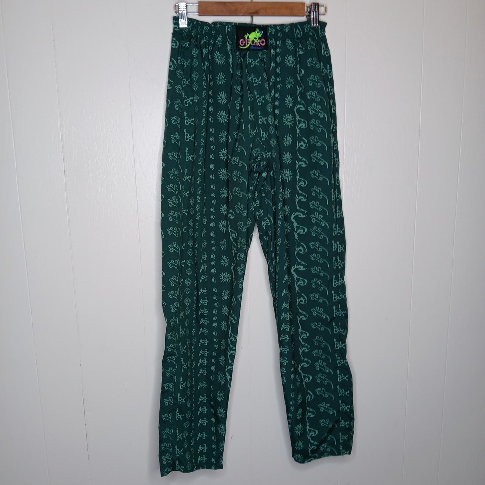 VTG Gecko Hawaii Wave Beach Pants Mens S Green Abstract Gecko Wall 80s 90s Surf